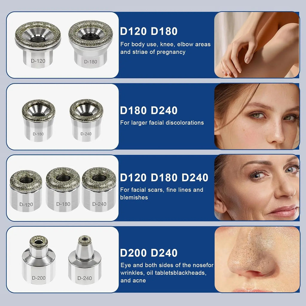 Diamond Dermabrasion 9 Tips + 3 Wands – Facial & Body Microdermabrasion Replacement Set