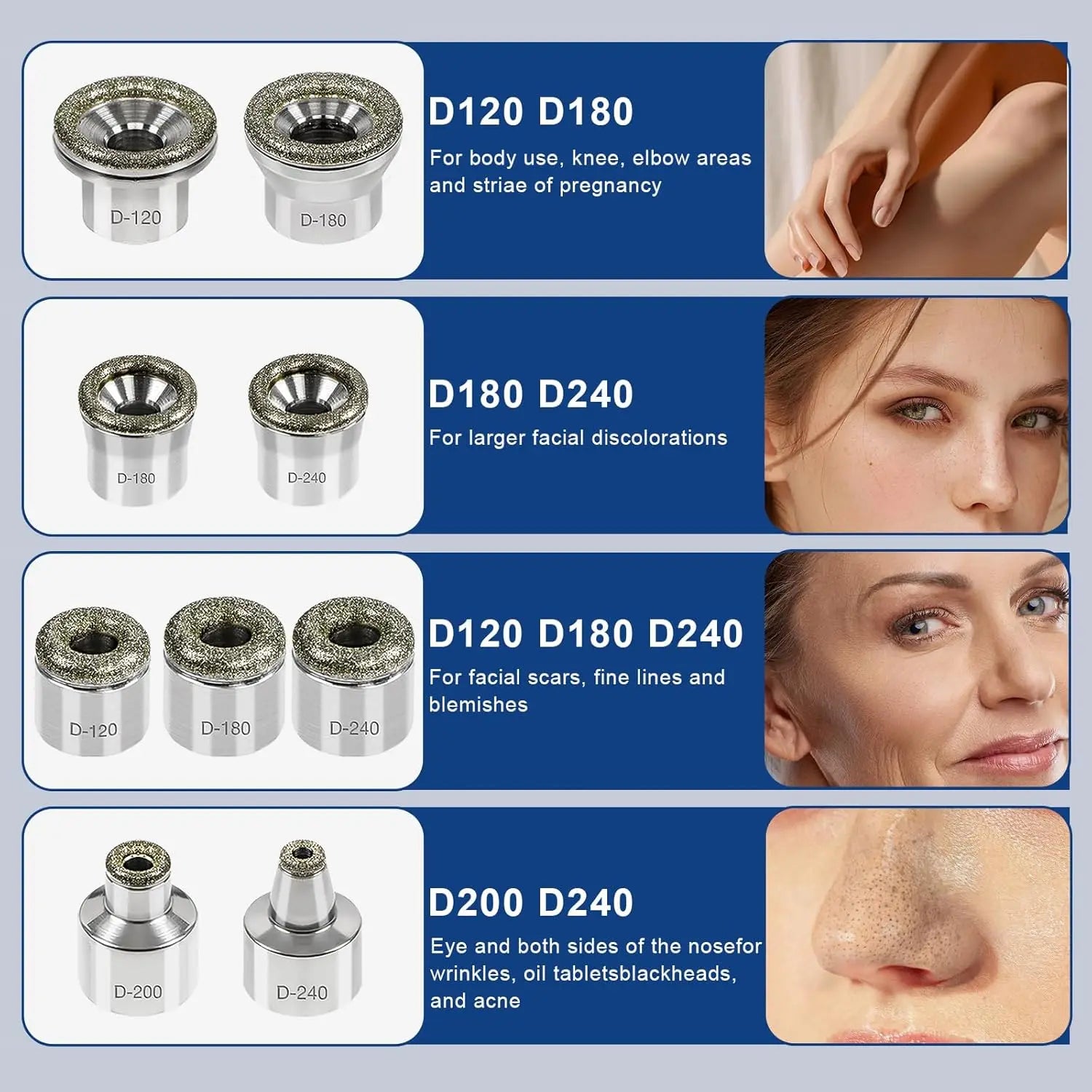 Diamond Dermabrasion 9 Tips + 3 Wands – Facial & Body Microdermabrasion Replacement Set