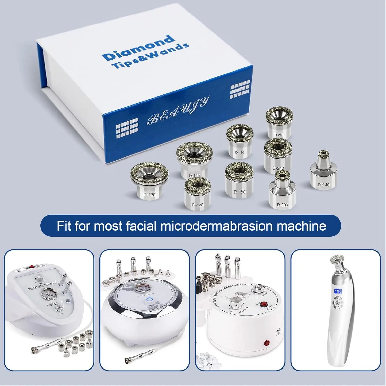 Diamond Dermabrasion 9 Tips + 3 Wands – Facial & Body Microdermabrasion Replacement Set